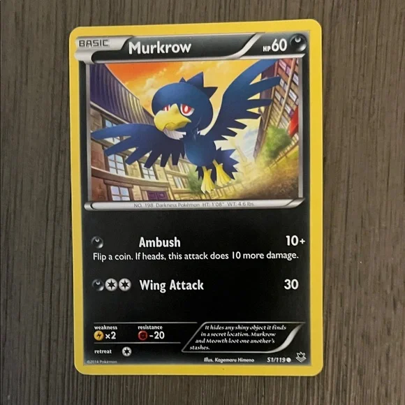 Pokemon | Toys | Pokemon Murkrow Card With Blue And Yellow Design | Poshmark Pokemon | Toys | Pokemon Murkrow Card With Blue And Yellow Design | Poshmark